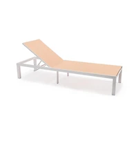 LeisureMod Marlin Patio Chaise Lounge Chair With White Aluminum Frame