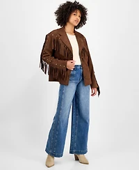 And Now This Women's Faux-Suede Fringe Studded Jacket, Macy's Exclusive