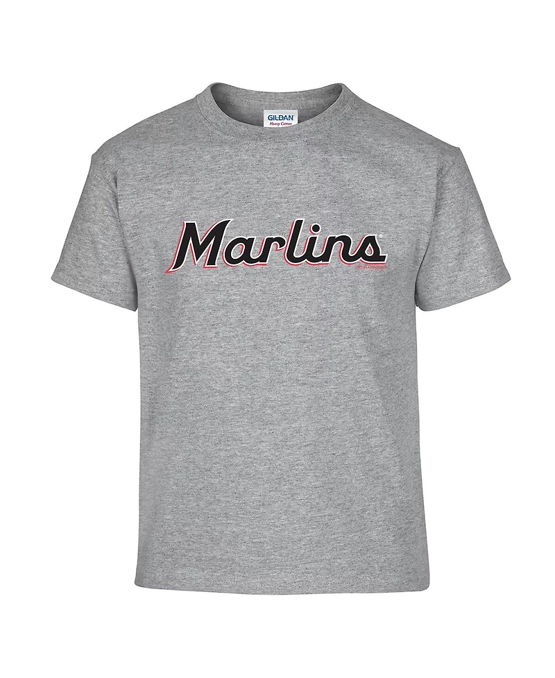 Soft As A Grape Big Boys and Girls 2-Pack Black/Gray Miami Marlins T-Shirt Set