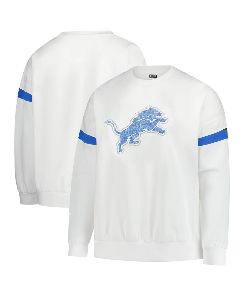 Fanatics Women's White Detroit Lions Plus Fleece Pullover Sweatshirt