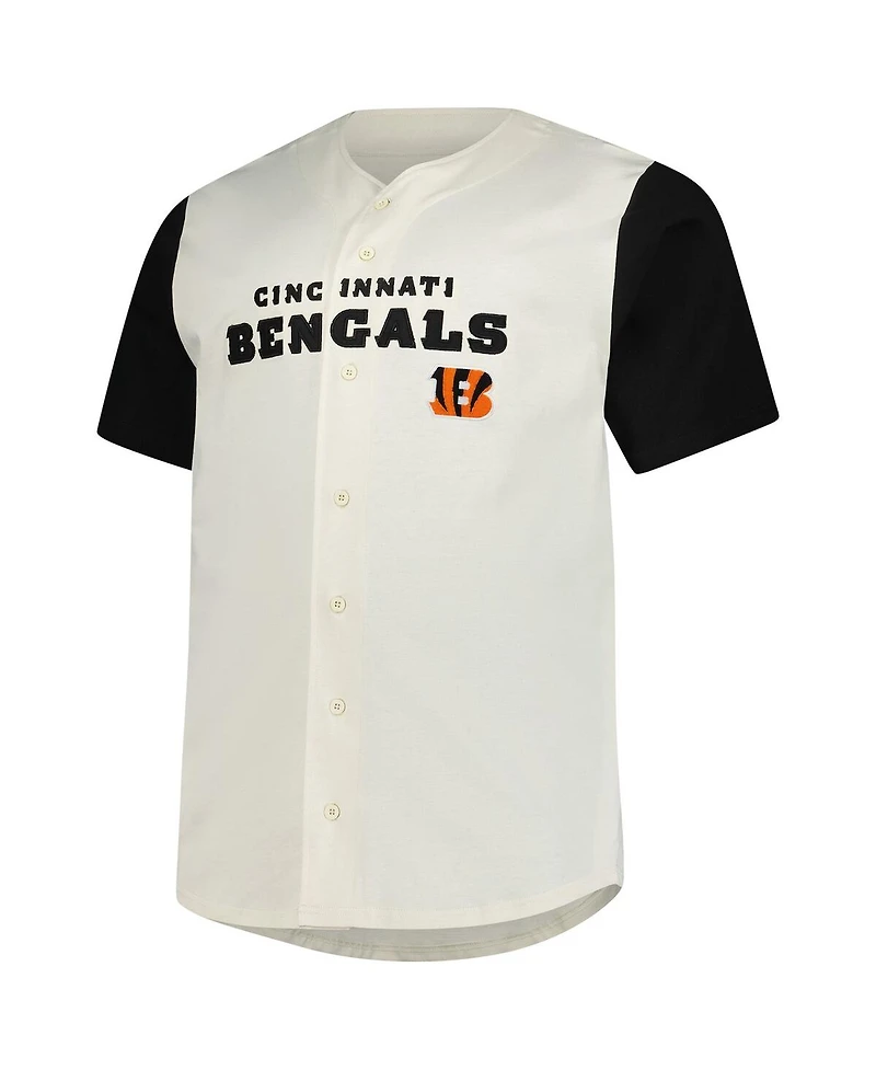 Fanatics Men's Cream Cincinnati Bengals Full-Button Short Sleeve T-Shirt