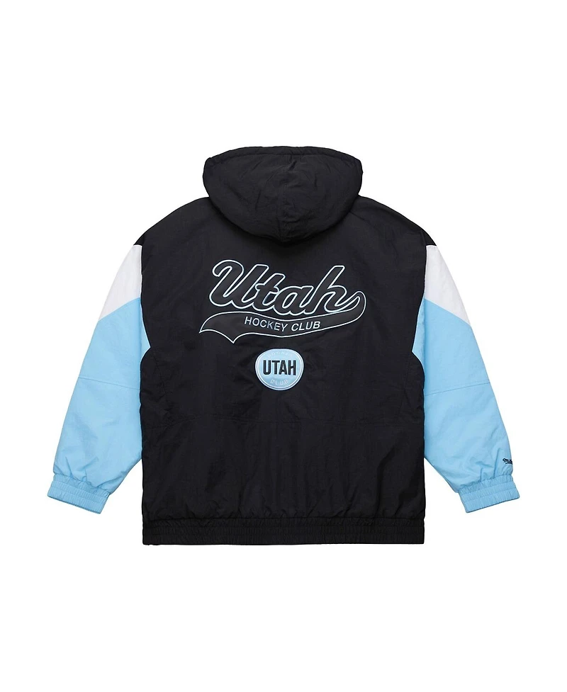 Mitchell & Ness Men's Black Utah Mammoth Retro Anorak Half-Zip Jacket