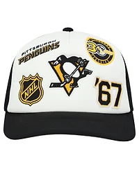 Mitchell & Ness Men's White/Black Pittsburgh Penguins Gridlock Trucker Adjustable Hat