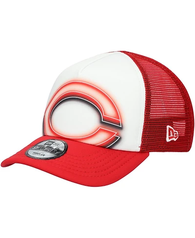 New Era Toddler White/Red Cincinnati Reds Painted A-Frame 9FORTY Trucker Adjustable Hat