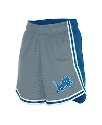 New Era Women's Silver/Blue Detroit Lions Sport Classics Mesh Shorts