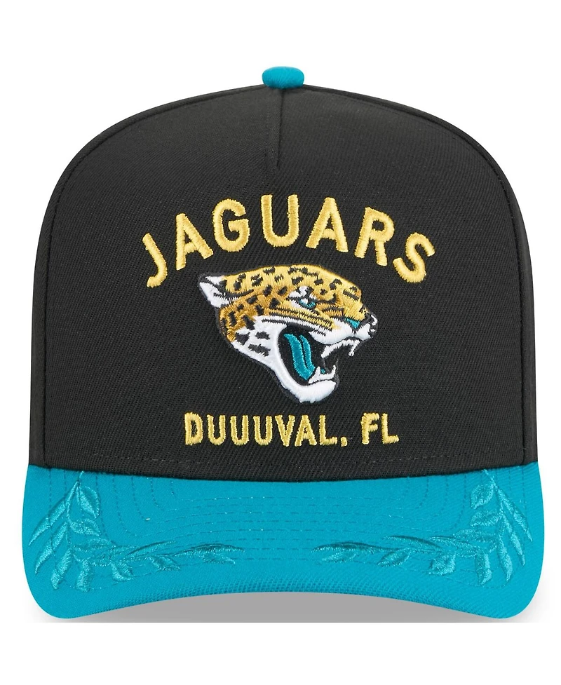 New Era Big Boys and Girls Black/Teal Jacksonville Jaguars 2025 Nfl Draft A-Frame 9FIFTY Snapback Hat