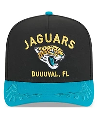 New Era Big Boys and Girls Black/Teal Jacksonville Jaguars 2025 Nfl Draft A-Frame 9FIFTY Snapback Hat