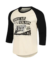 Majestic Men's Cream/Black Tampa Bay Rays Raglan 3/4-Sleeve T-Shirt