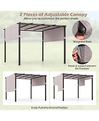 Gymax 10 x ft Flat Top Pergola w/ Retractable Canopy Outdoor Grill Gazebo
