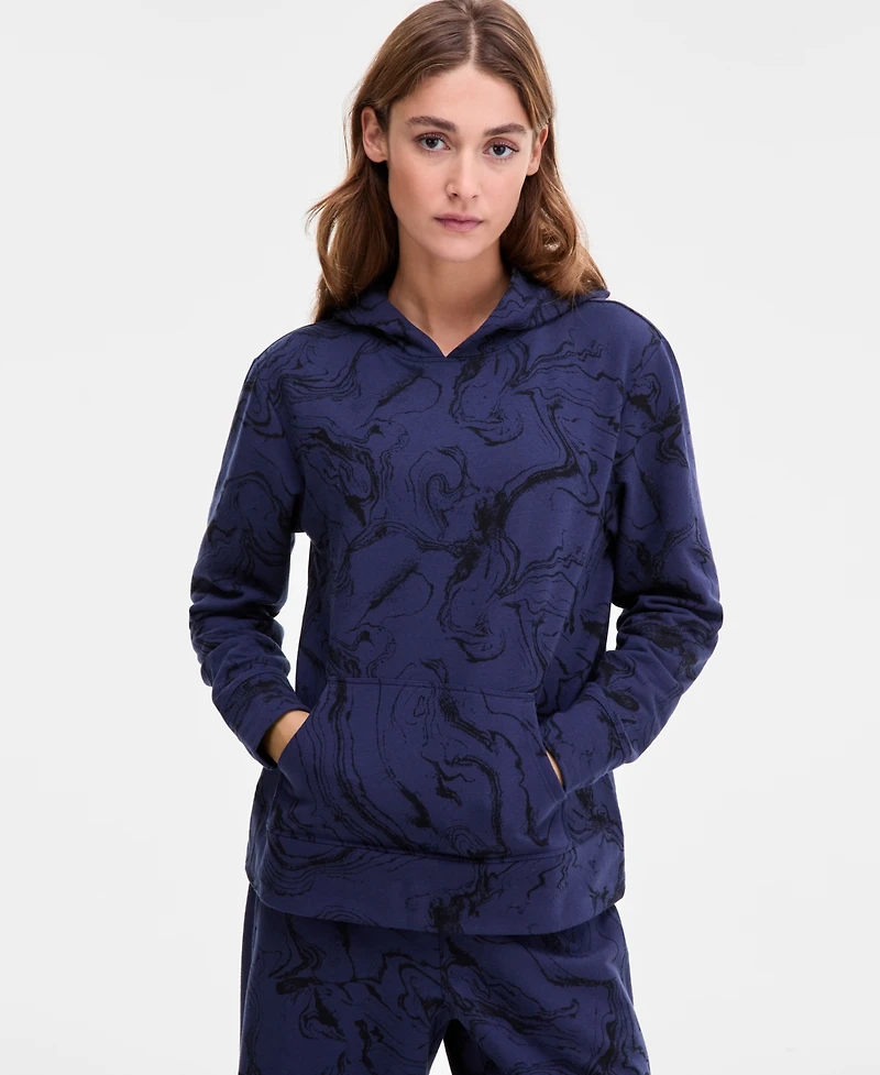 Id Ideology Women's Marbled Fleece Hoodie, Macy's Exclusive