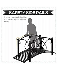 Outsunny Garden Bridge 3.3', Floral Pond Bridge with Safety Railings