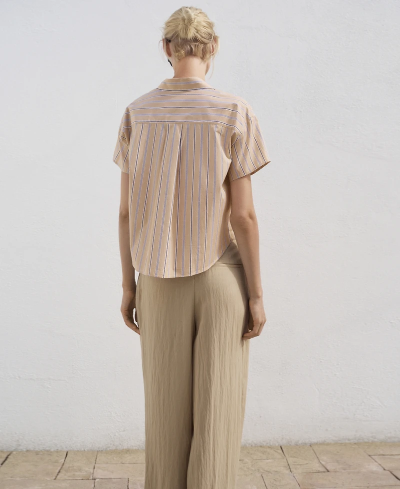 Mango Women's Short Sleeve Striped Shirt