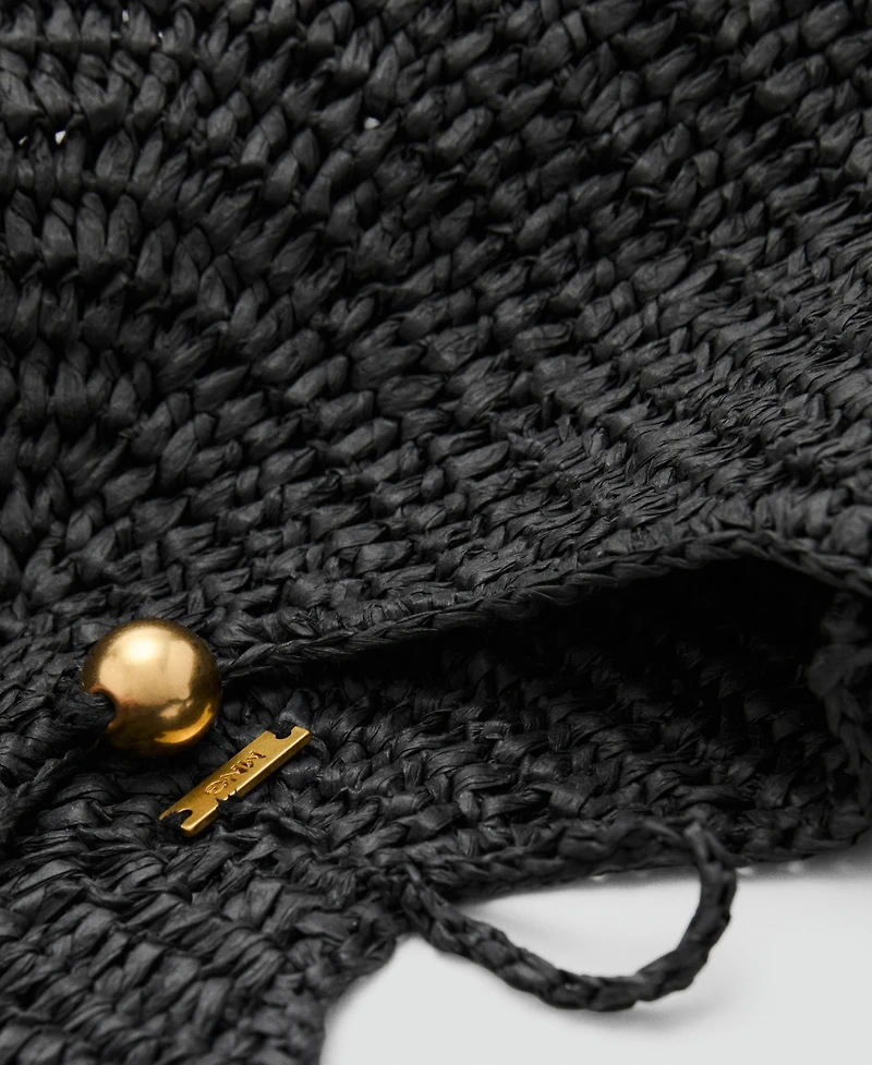 Mango Women's Natural Fiber Oval Shoulder Bag