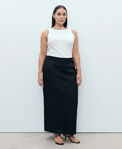 Mango Women's Linen Pencil Skirt