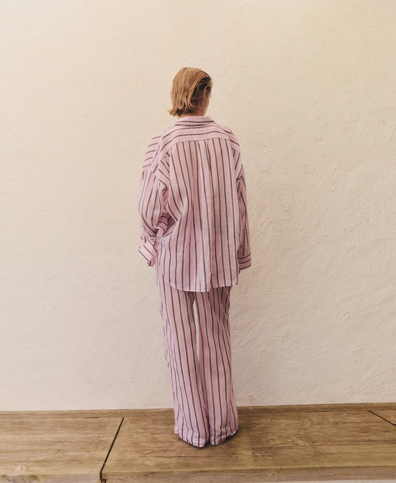 Mango Women's Striped Ramie Shirt