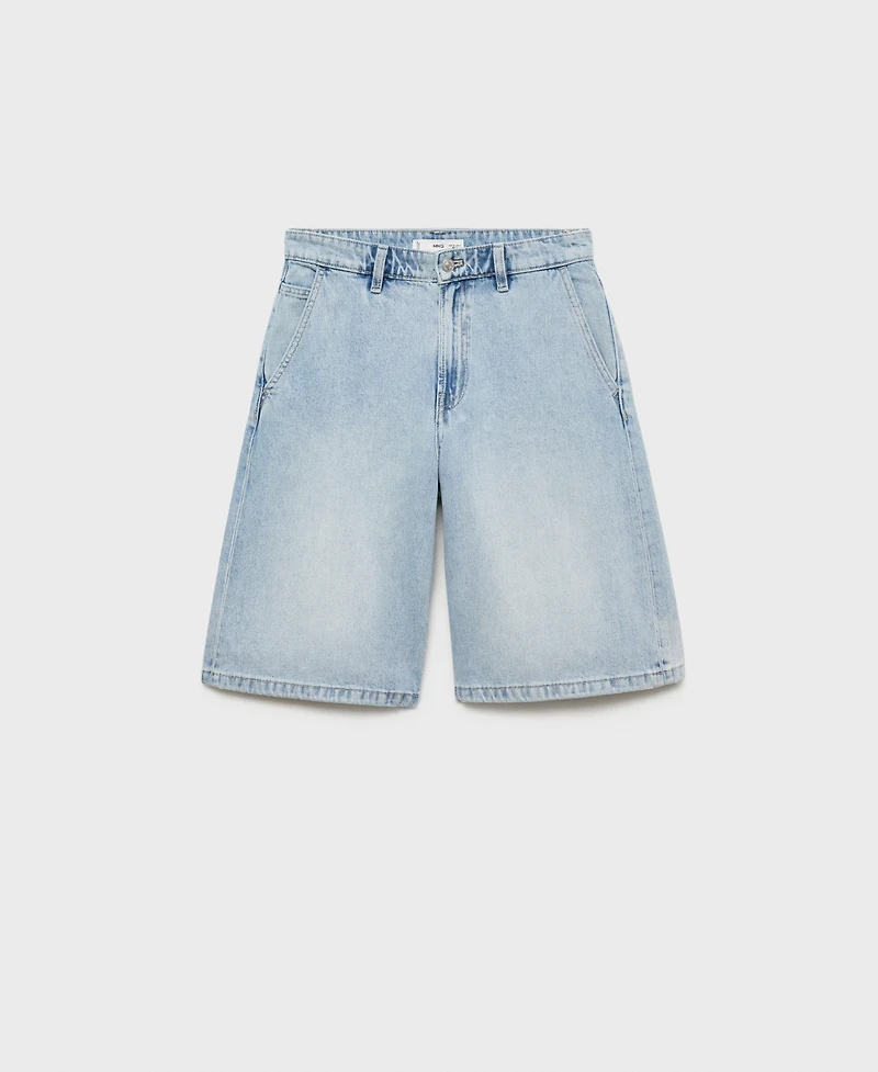 Mango Women's Straight-Fit Mid-Rise Denim Shorts