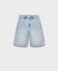 Mango Women's Straight-Fit Mid-Rise Denim Shorts