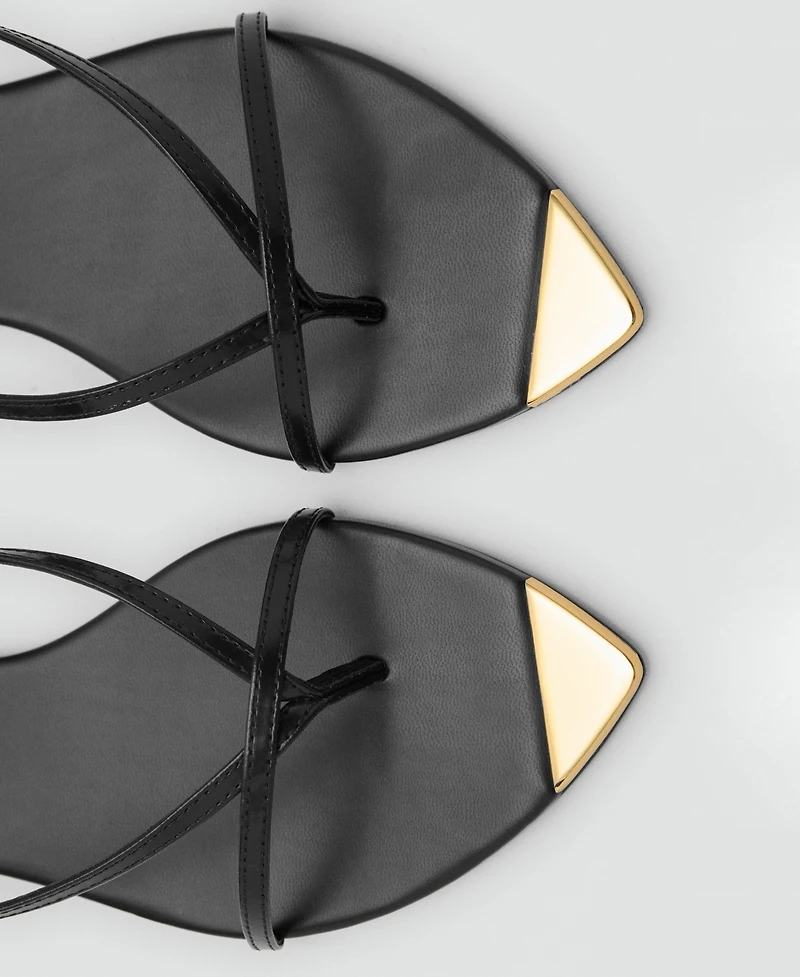 Mango Women's Strap and Contrasting Toe Leather Sandals