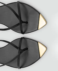 Mango Women's Strap and Contrasting Toe Leather Sandals