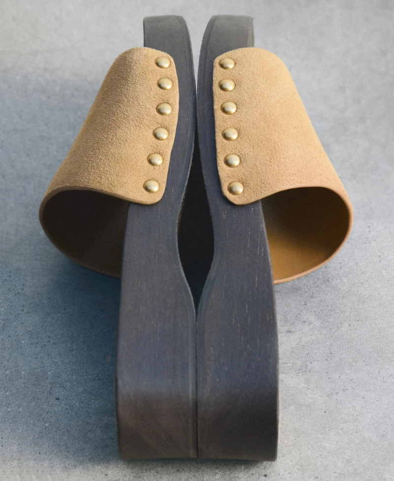 Mango Women's Wood Sole Suede Sandals