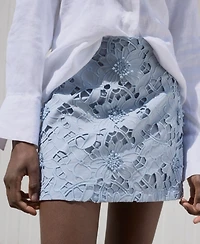 Mango Women's Embroidered Cotton Skirt
