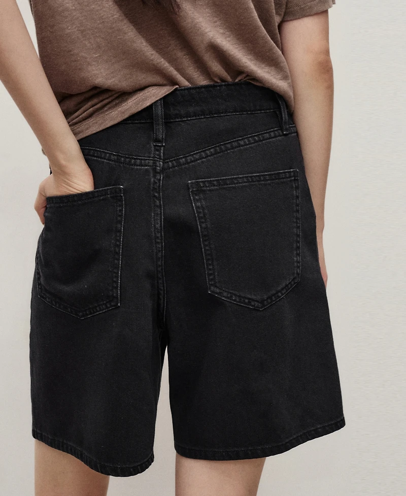 Mango Women's Mid-Rise Pleated Denim Bermuda Shorts