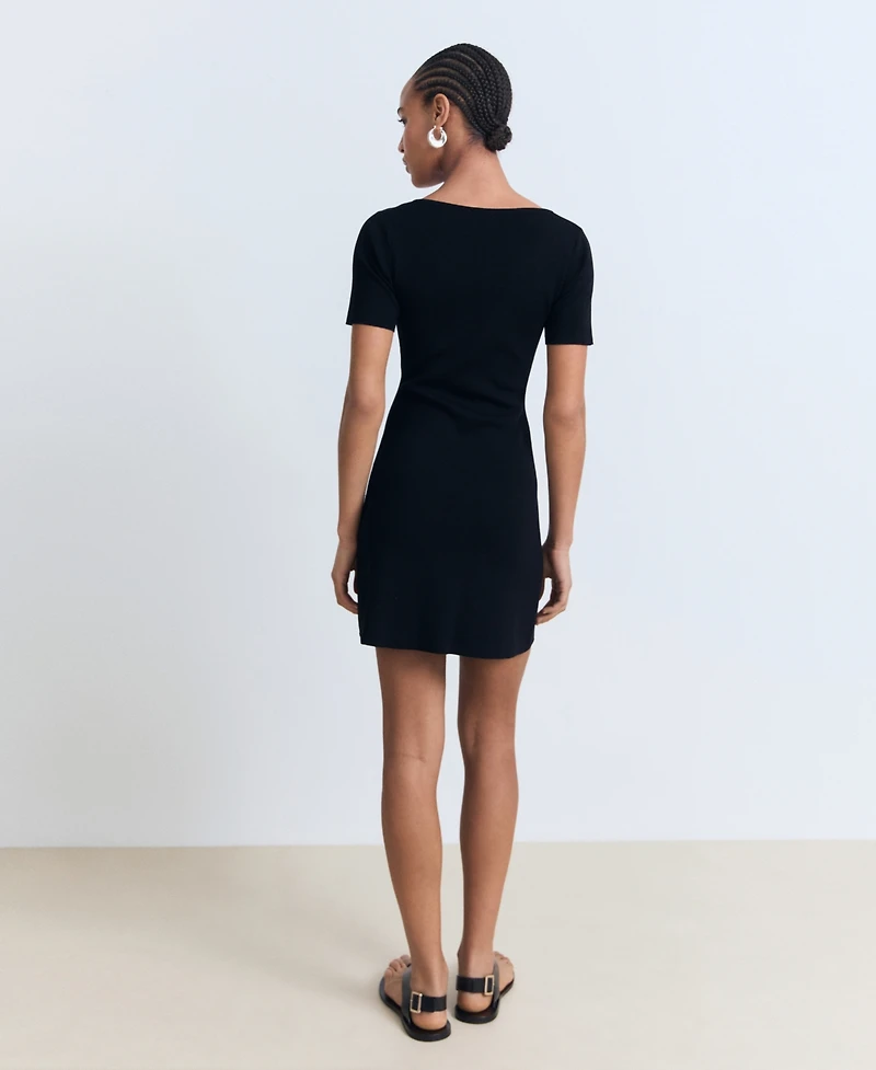 Mango Women's Bow Neckline Knitted Dress