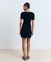 Mango Women's Bow Neckline Knitted Dress