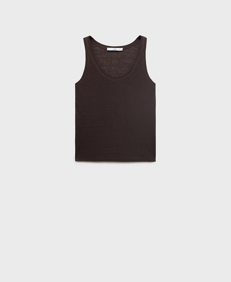 Mango Women's Strap Linen Top