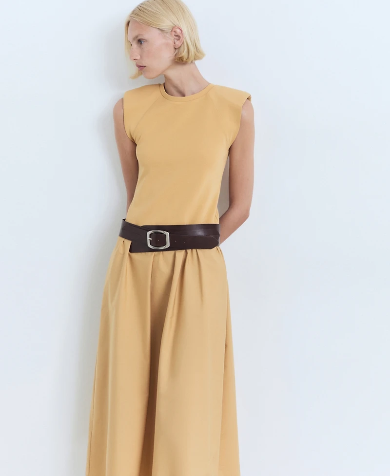 Mango Women's Combined Fabric Midi Dress
