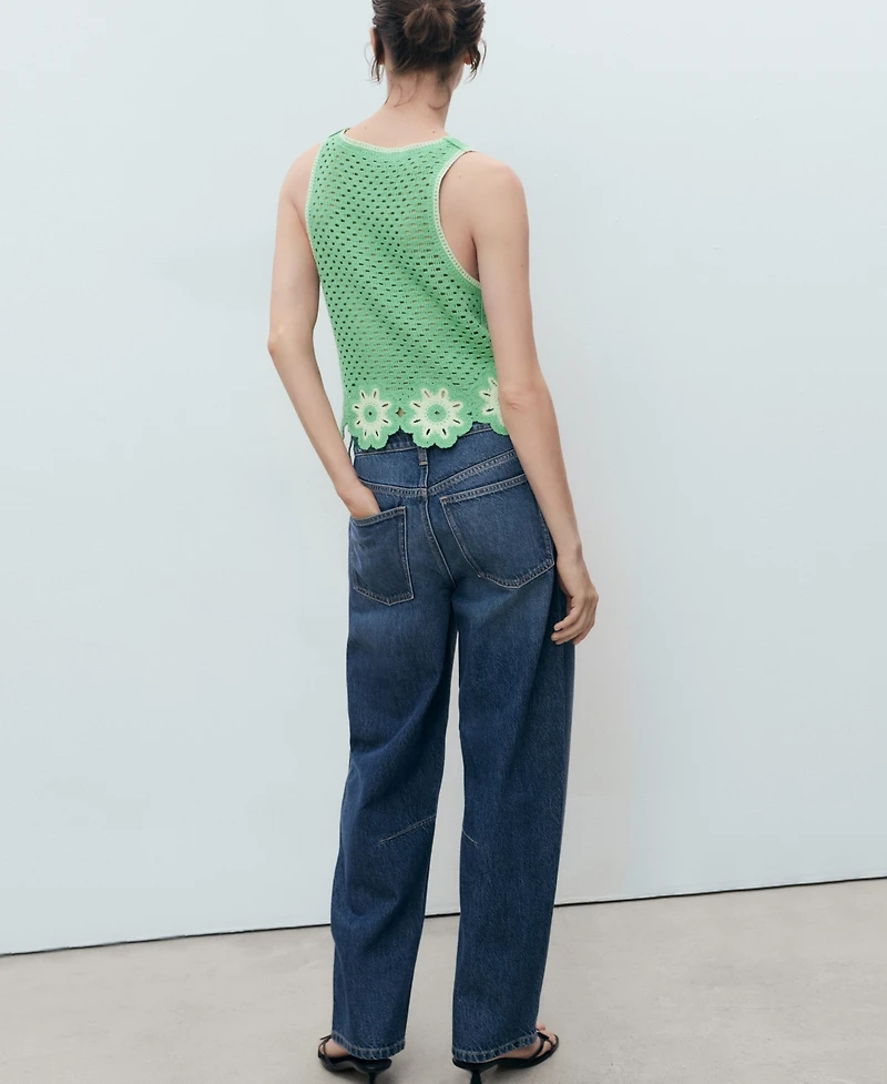 Mango Women's Floral Finishes Crochet Top