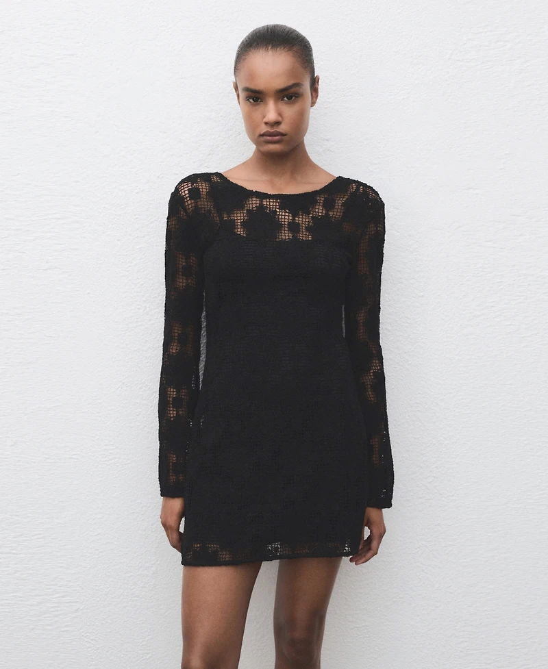 Mango Women's Crochet Short Dress