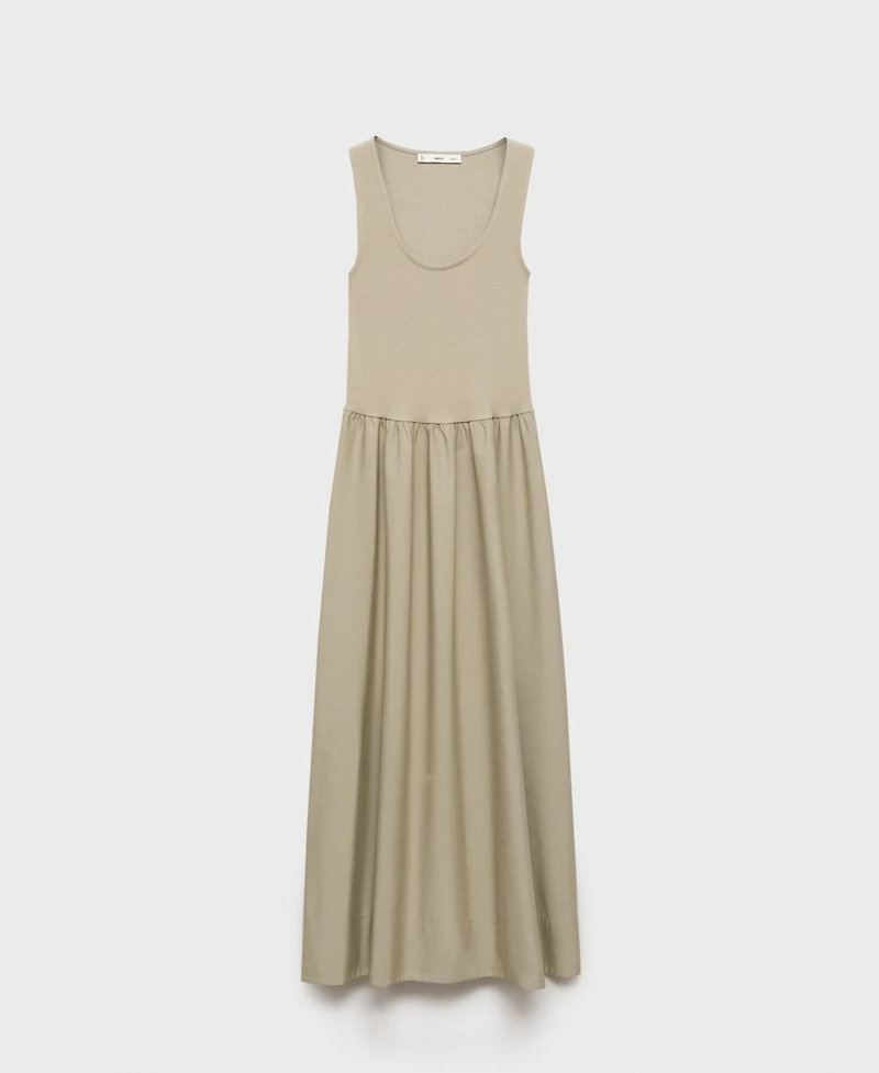 Mango Women's Combined Fabric Flared Dress