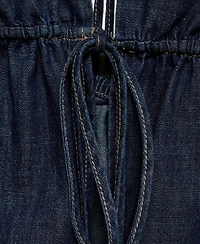 Mango Women's V-Neck Tie Denim Top