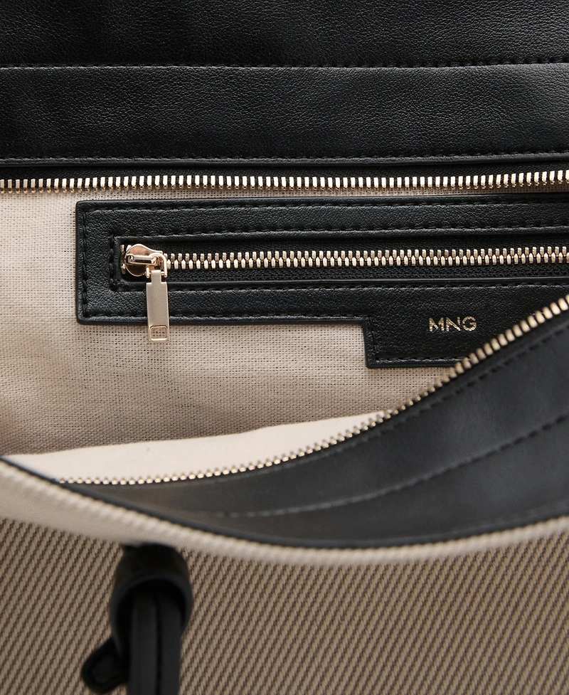 Mango Women's Contrast Canvas Shopper Bag
