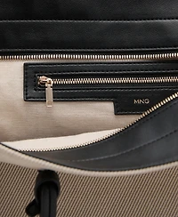 Mango Women's Contrast Canvas Shopper Bag