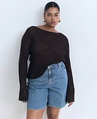 Mango Women's High-Waist Straight-Fit Denim Shorts