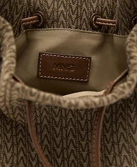 Mango Women's Printed Logo Bucket Bag
