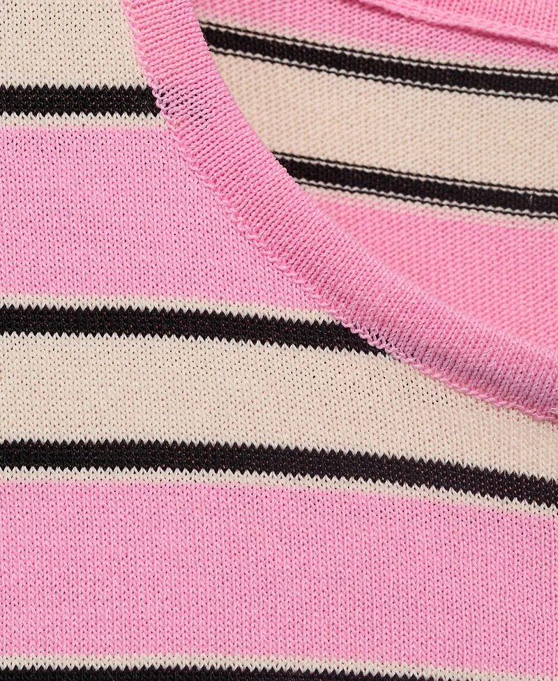 Mango Women's Combined Stripes Short-Sleeved Sweater