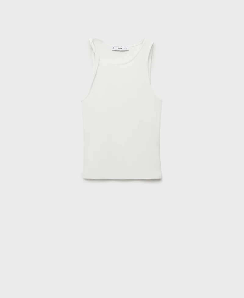 Mango Women's Asymmetrical Straps Ribbed Top