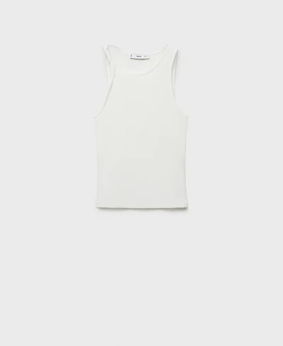 Mango Women's Asymmetrical Straps Ribbed Top