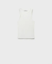 Mango Women's Asymmetrical Straps Ribbed Top
