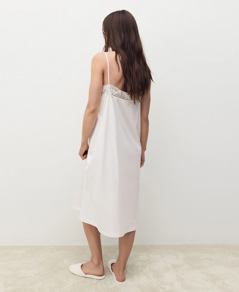 Mango Women's Cotton Lace Nightgown