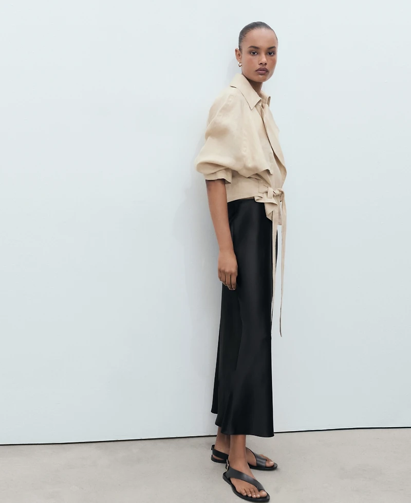 Mango Women's Satin Long Skirt