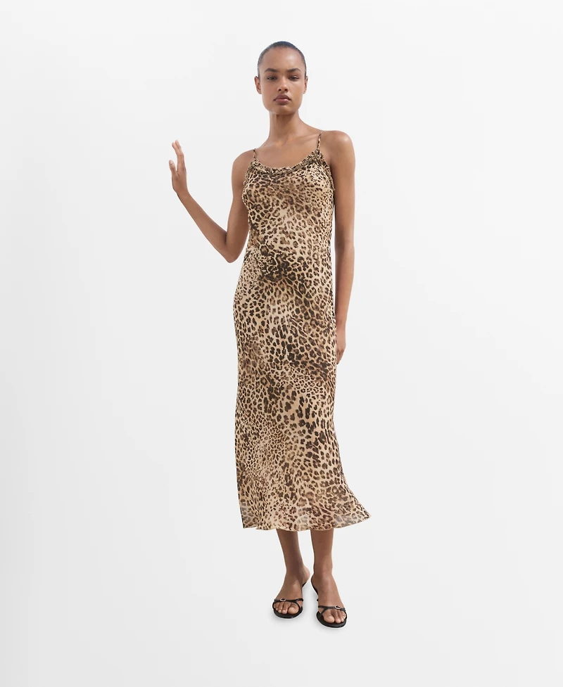 Mango Women's Animal Print Midi Dress