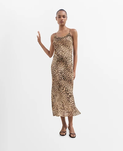 Mango Women's Animal Print Midi Dress