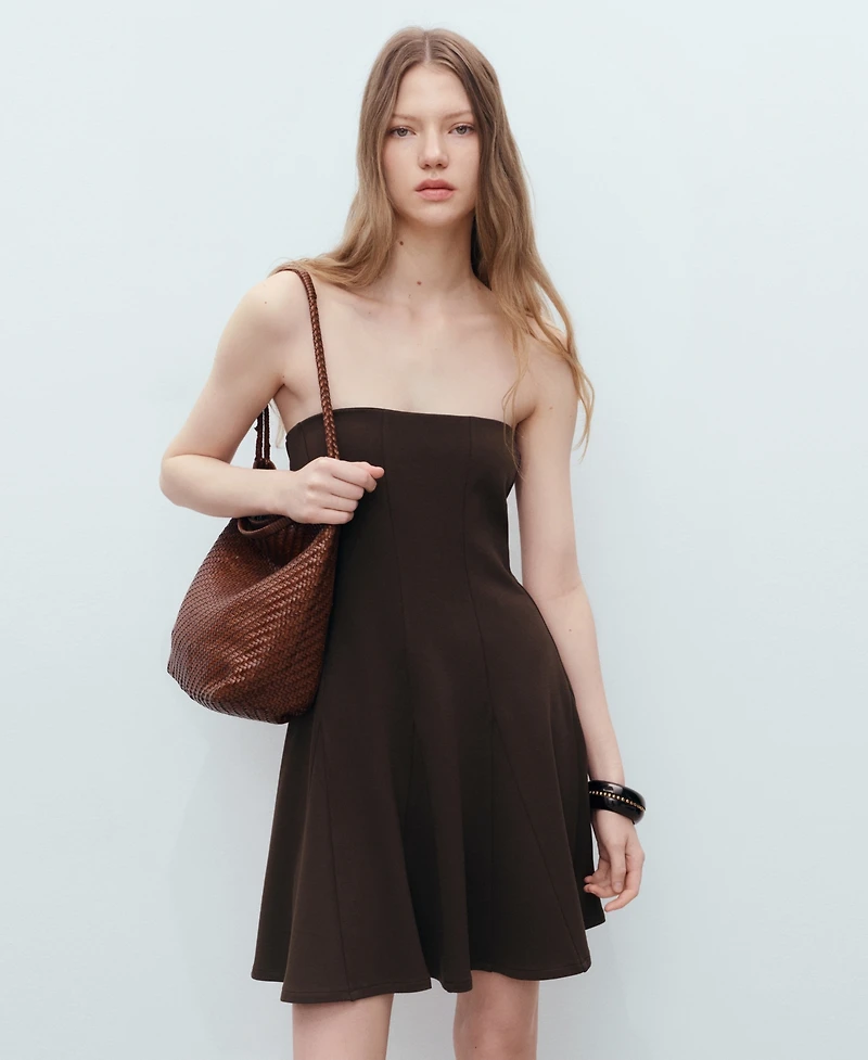 Mango Women's Short Pleated Strapless Dress