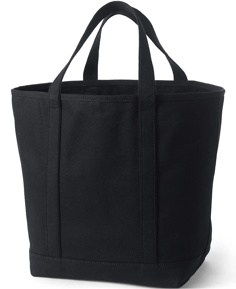 Lands' End Large Solid Color 5 Pocket Open Top Canvas Tote Bag