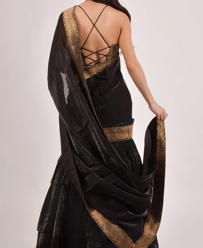 Raas Women's Black Ruffle Saree