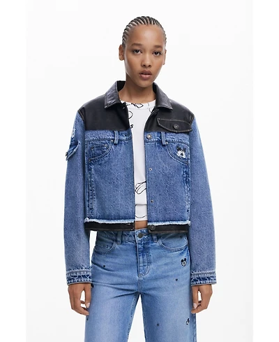 Desigual Women's Waxed Mickey denim jacket